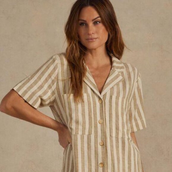 Rylee + Cru Striped Button-Up Shirt Dress | Sz XS - Picture 2 of 10